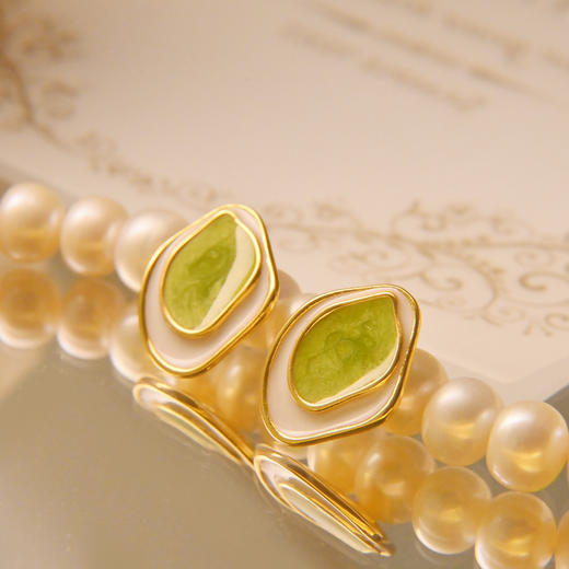 雀说法式高级感耳钉滴油撞色耳饰女不规则珐琅针耳钉AL0922 商品图3