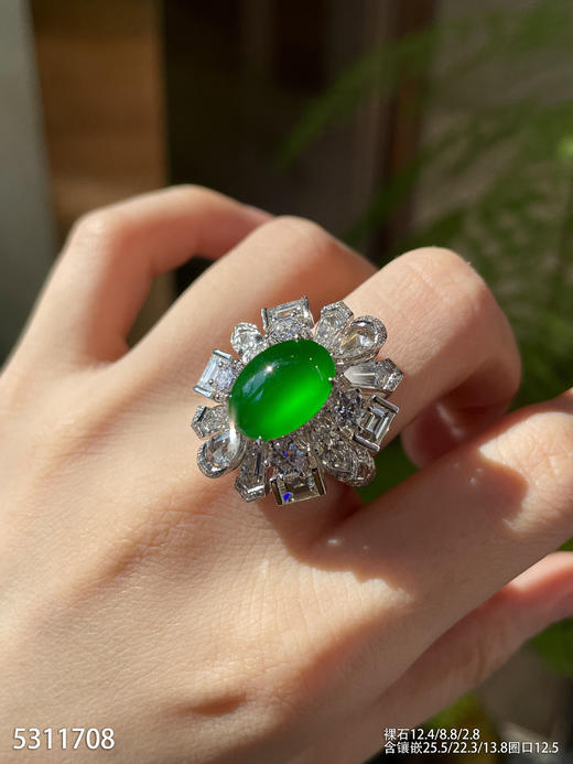 龙石种帝王绿蛋面戒指【5311708】具体价格微信咨询 商品图3