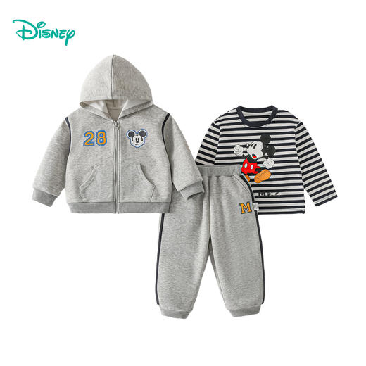 迪士尼童装酷帅休闲棒球服三件套秋季新款男童米奇印花外套套装ZD3ET027 商品图10