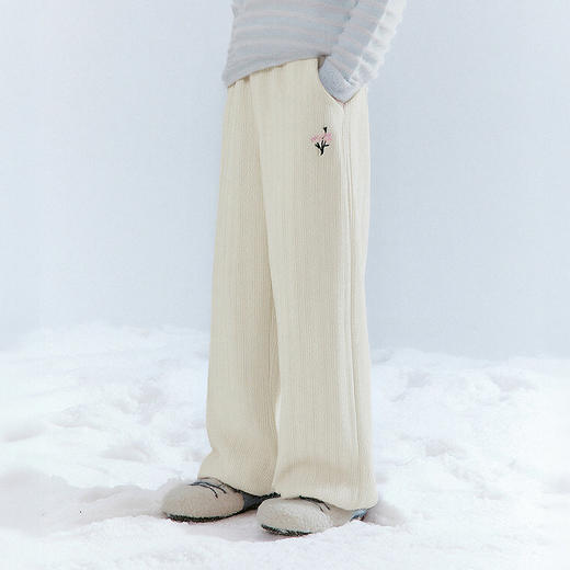 笛莎Deesha 童装女童裤子2025冬新款女童绣花阔腿长裤 商品图0