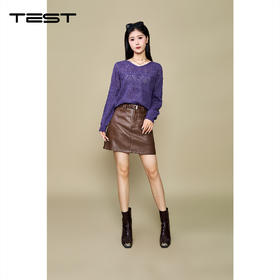 秋上新时尚休闲风 V 领镂空洞洞针织衫1253102