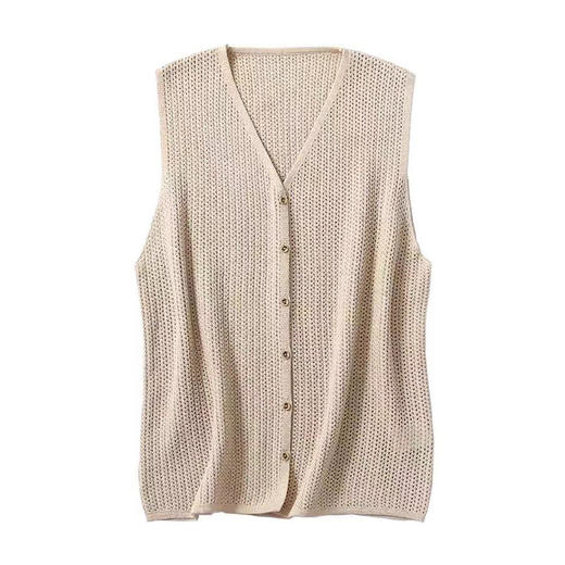 丁摩 真丝针织马甲V领休闲百搭桑蚕丝开衫女JSY170047 商品图4