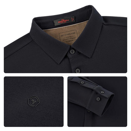 【无缝/高弹衬衫】柒牌男装2025秋季休闲翻领肌理针织长袖衬衫男129A70520 商品图3