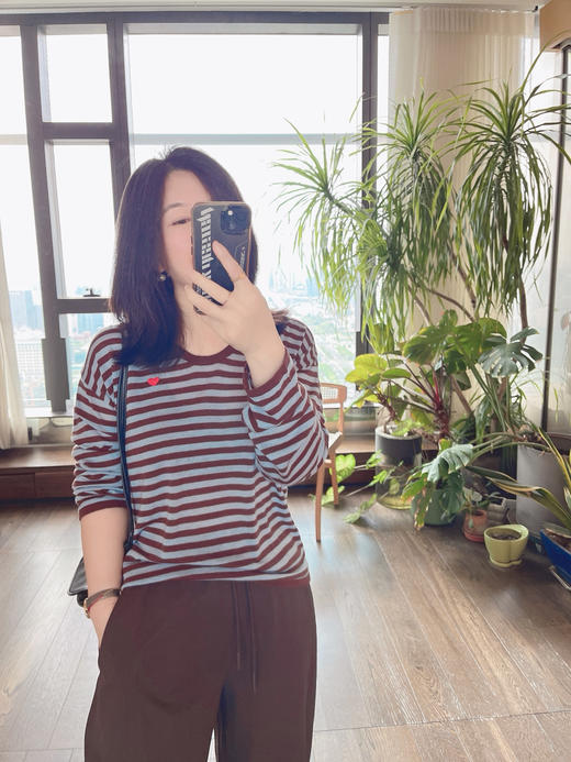 【可可经典】噢蜜ooomeooo爱心条纹针织衫 商品图2