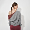 NUTH灰色斜领露肩修身短款长袖连帽卫衣女 商品缩略图0