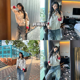 新品上身 |休闲夹克搭配宽松牛仔，展现随性自在风格。