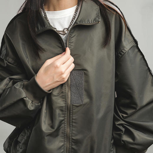 马登美式复古飞行员夹克休闲宽松翻领工装高腰短款棒球服外套秋女 商品图4