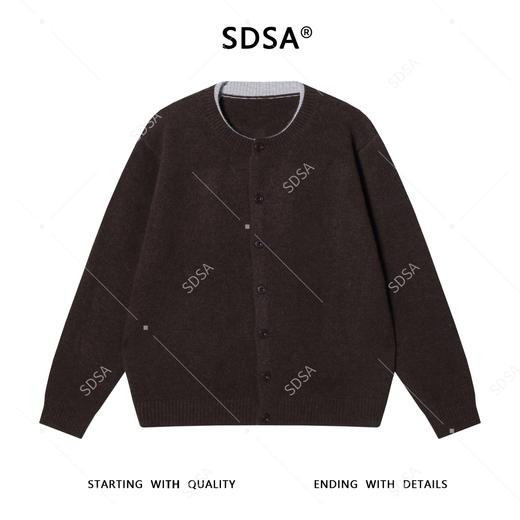 42516SDSA男士秋冬新款痞帅男装复古撞色纽扣开衫假两件针织衫百搭毛衣 商品图0