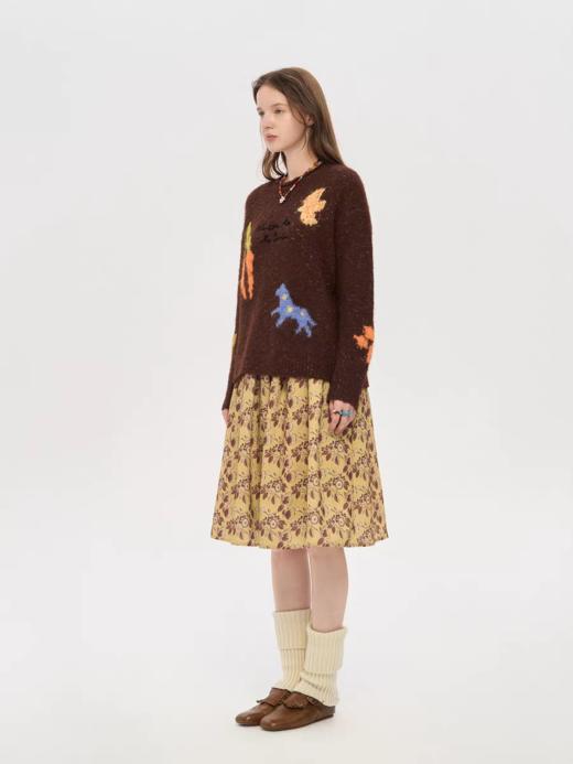 local tag/lt25awk12/秋天果实 手绘印花半裙 姜黄色复古蓬蓬裙 商品图1