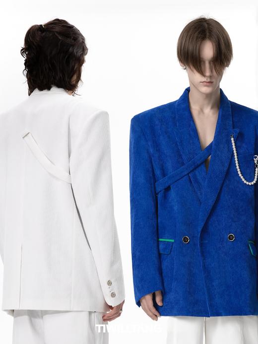 启世录TIWILLTANG“珠玑渊壑”春款浪漫休闲贝珠西装外套男灰色 商品图2