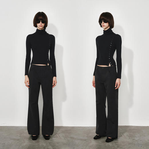 NUTH黑色可束脚直筒显瘦微喇休闲裤女 商品图7