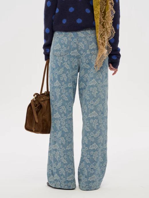 local tag/lt25awk07ab/提花牛仔裤 宽松百搭直筒色织长裤 商品图3