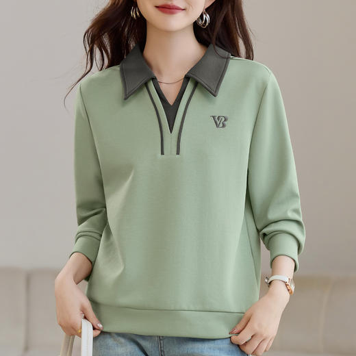 雀说假两件卫衣女新款爆款洋气女装正肩显瘦翻领薄外套AL30018 商品图0