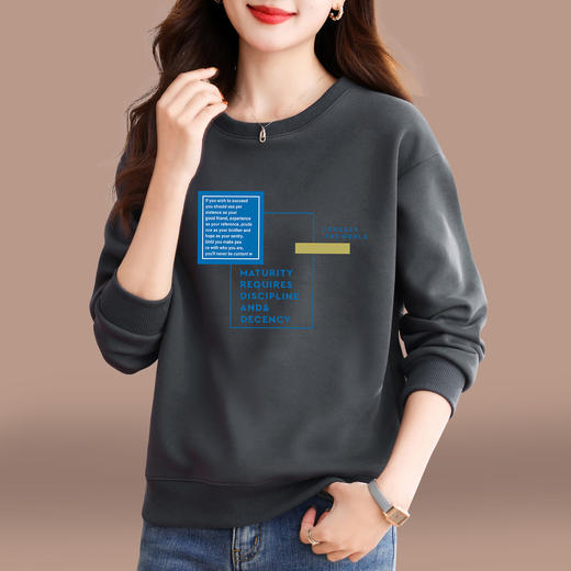 百媚生 圆领女士卫衣春秋长袖T恤打底衫223 商品图1