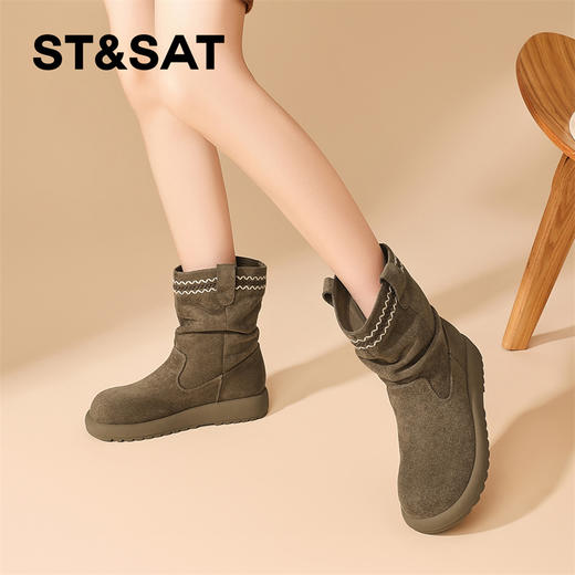 星期六慵懒风复古堆堆靴SSD4116E37 商品图5