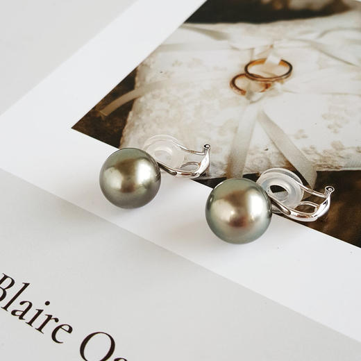 【天然正品】AU750精品白金镶钻镶天然约11.9MM粉光澳白巴洛克海水珍珠耳夹30.1*16.2*11.9MM（皆取最大值）女士现售价：3980！200825NJM21 商品图2