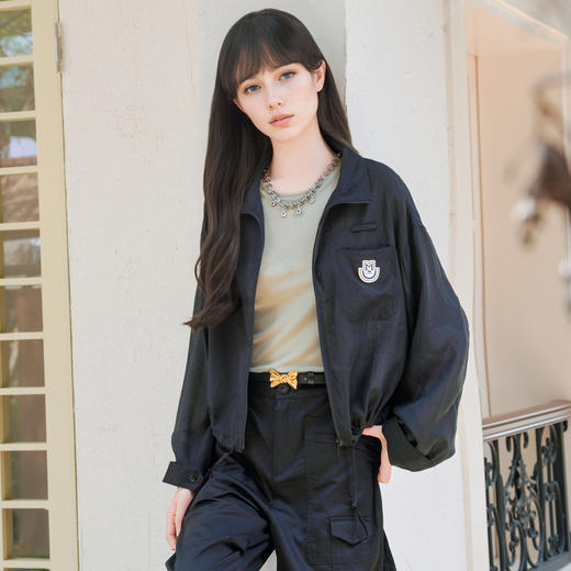 谜底立领小外套女士2025秋季新款休闲百搭宽松薄款长袖257MW7842 商品图1