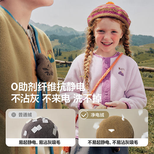 迷你巴拉男女童毛绒外套儿童抗静电摇粒绒秋保暖撞色长袖上衣 商品图2