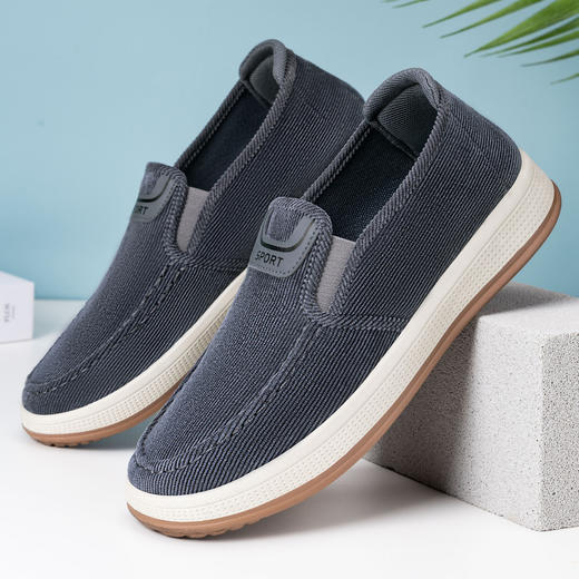 红览鞋子男鞋新款休闲鞋一脚蹬轻便浅口舒适板鞋条纹软底ALB-JY188 商品图2