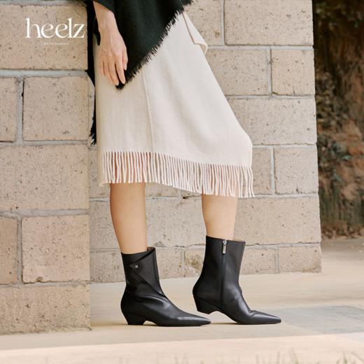 heelz设计师手工鞋履 ｜折纸艺术小牛皮 时装短靴 4 公分 商品图2