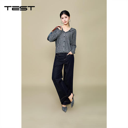 秋上新简约都市风连帽纽扣针织衫1253103 商品图1