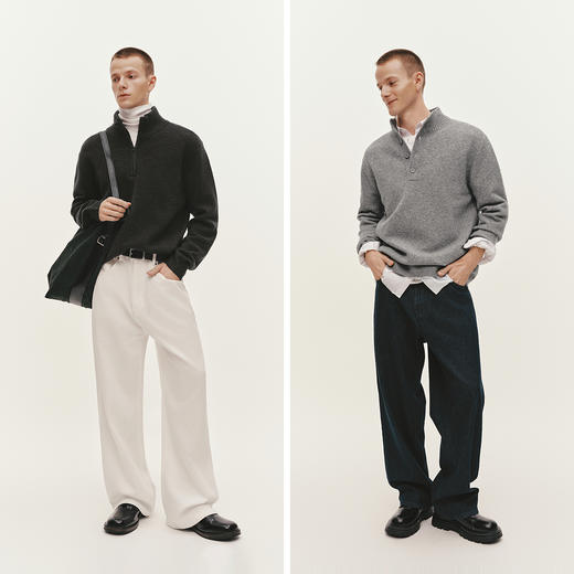 森柔|森马毛衫男冬半开襟高领针织衫含羊毛2025新款基础百搭毛衣 商品图4