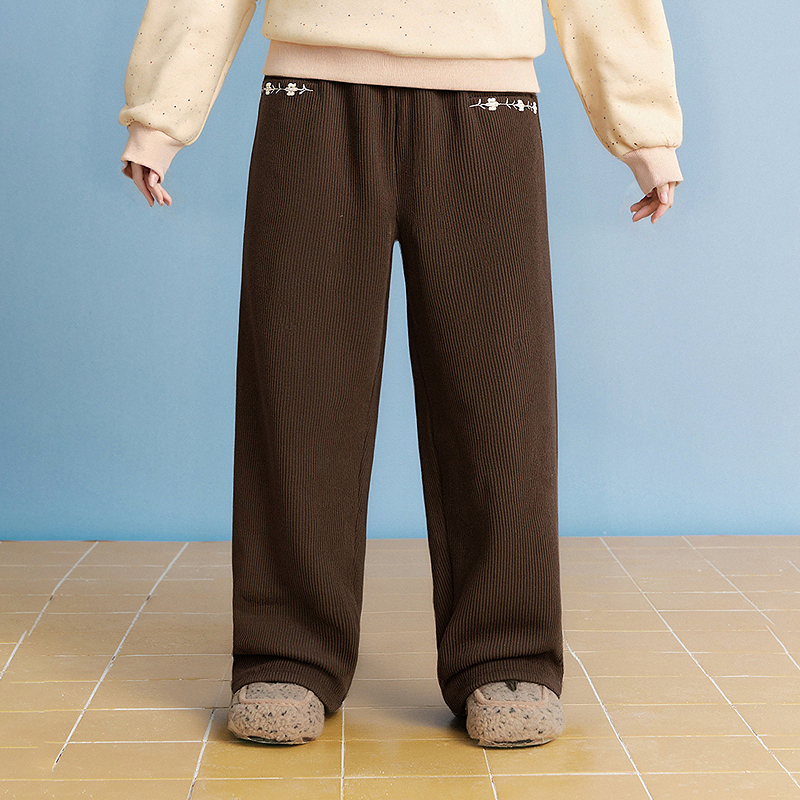 笛莎Deesha 童装女童裤子2025冬新款女童绣花大口袋休闲锥形裤