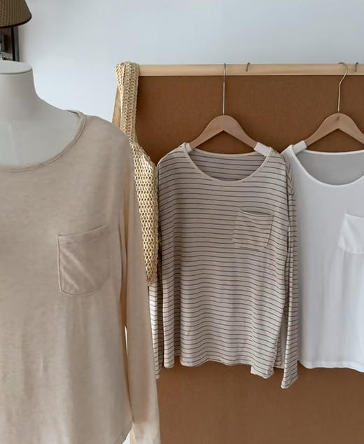 老米优品🎈3-5天！ 《天丝亚麻🍃条纹/纯色 针织tee》慵懒舒适，轻松入秋~T250902A 商品图4