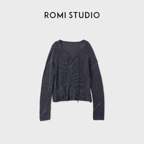 ROMI STUDIO“秋意昂然”棉质系带波纹肌理质感长袖毛织RWCRSZ3896