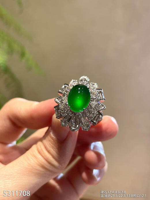 龙石种帝王绿蛋面戒指【5311708】具体价格微信咨询 商品图1