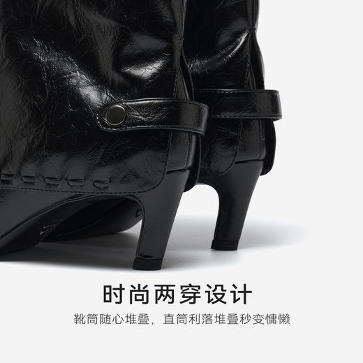 【复古朋克派】星期六褶皱设计裤腿短靴SSD4116595 商品图8