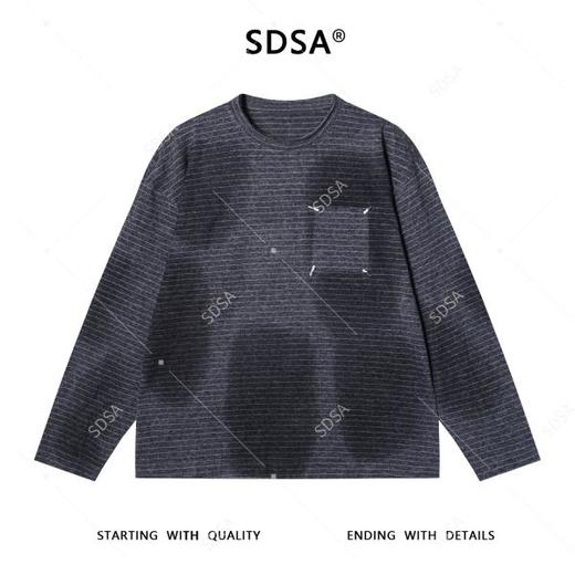 SDSA男士秋冬新款痞帅男装条纹扎染圆领长袖T恤四角线刺绣网红款 商品图1