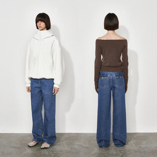 NUTH复古蓝水洗宽松阔腿直筒牛仔裤女（发货时间同步天猫） 商品图3