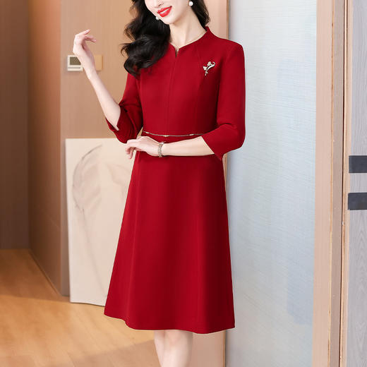 AHM xxnz6554妈妈装气质结婚红色连衣裙 商品图2
