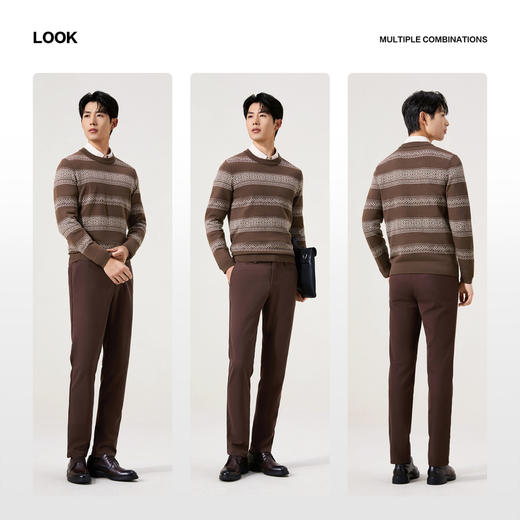 【7A抗菌/含羊毛】柒牌男士针织衫秋季新款时尚中青年圆领毛衫129Y70630 商品图2