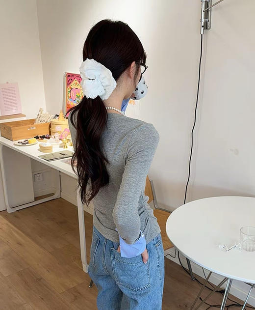 韩国订单拼接袖T恤打底衫08181 商品图3