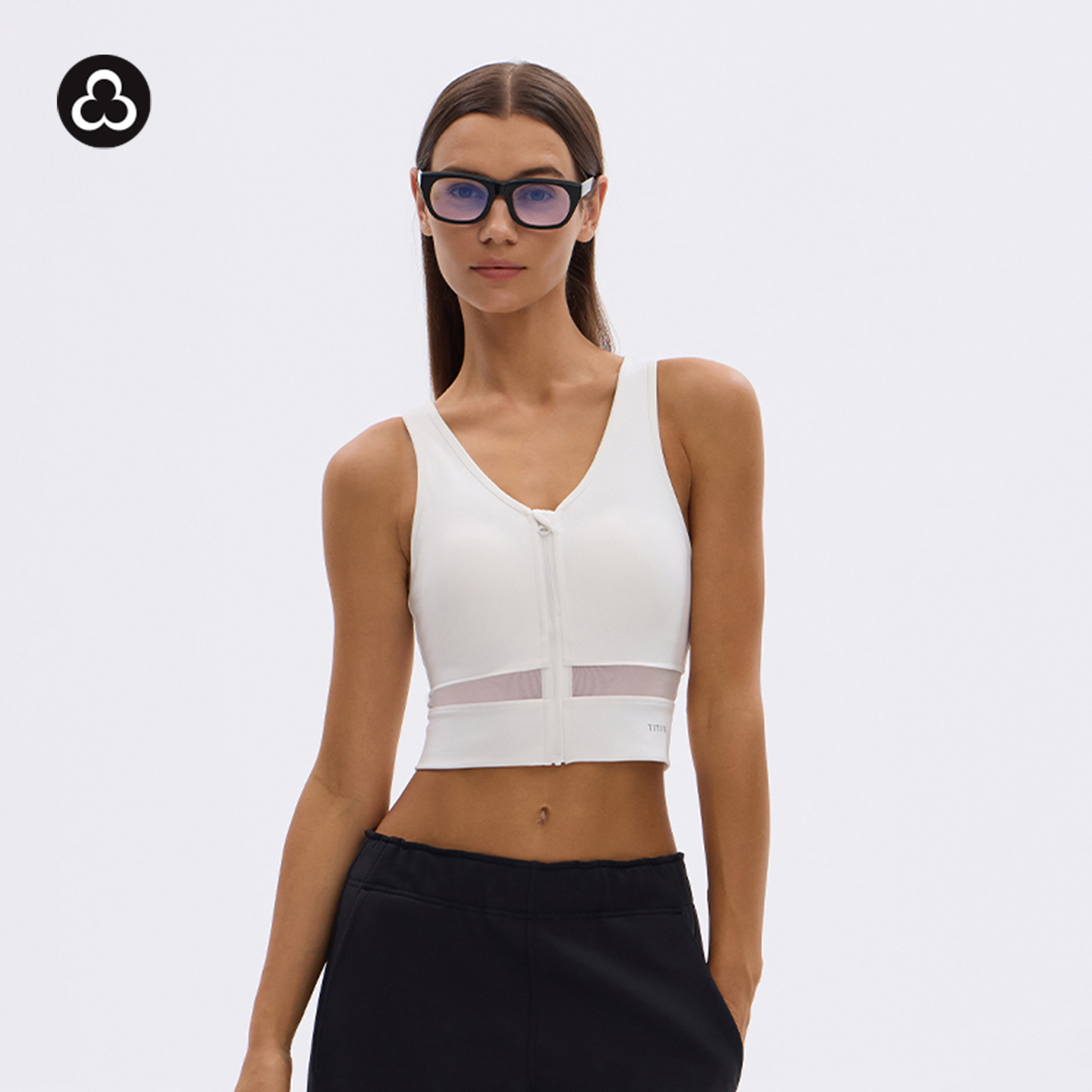 TITIKA云速全开拉链运动背心带胸垫时尚瑜伽背心跑步健身上衣11230