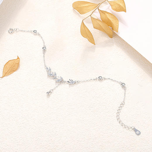 卡蒂罗/KADER 流光树叶穗穗平安手链  新中式时尚麦穗精致闪耀小众轻奢设计经典气质款流苏可调节满钻拼接链 女友 商品图3