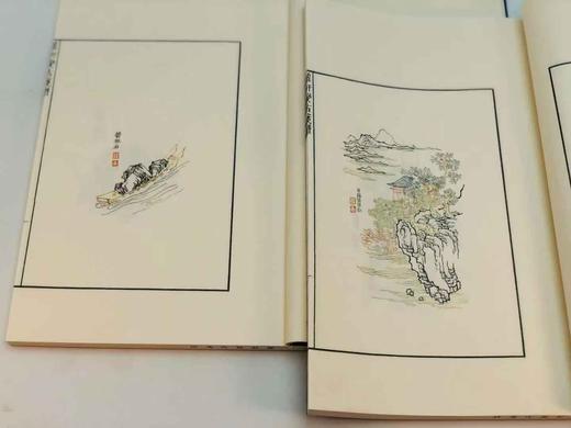 超值特惠！！《十竹斋笺谱》，胡正言编著，线装四册一函，尺寸：32*21.5*4.6cm，磁青纸封面，白棉纸内页，四眼装订，绫子包角，蓝布函套，西冷印社出版社2017年一版一印。

《萝轩变古笺谱》 商品图7