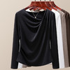 「自j」全新升级【铂金会员109/天猫149/差价40】(04402)洛诗琳气质长袖打底T恤2025秋季新款斜领抽褶设计百搭上衣 商品缩略图2
