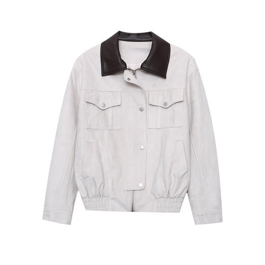 雀说早秋新款 美式复古巴恩风撞色翻领宽松工装夹克外套ALSN7822 商品图4