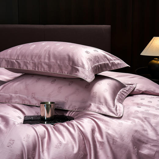60长绒棉全棉四件套纯色大提花  尼卡-紫 商品图9