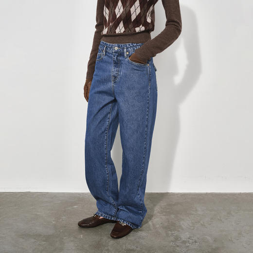 NUTH复古蓝水洗宽松阔腿直筒牛仔裤女（发货时间同步天猫） 商品图1