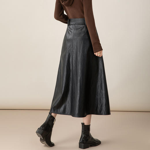 「高货xg」全新升级【铂金会员275/天猫369/差价94】(05801)洛诗琳新款设计感系带半身裙2025秋季法式优雅百搭皮裙 商品图2