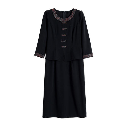 AHM bynz6603优雅假两件连衣裙时尚简约中长裙 商品图4