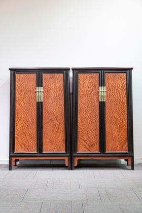 红桥红  家具严选  缅甸花梨（大果紫檀）【嵌紫光檀 125 明式素面 小圆角柜】