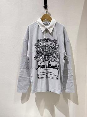 中性款印花长袖polo衫001