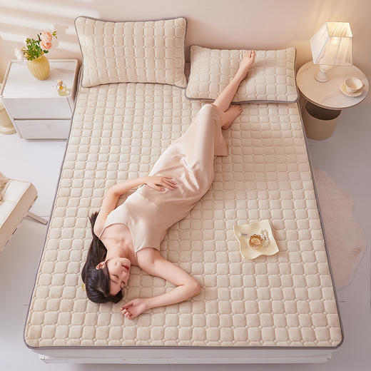 自然醒高克重宝宝绒抗菌纯色床褥床护垫LN 商品图14