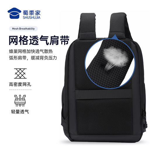 【实付满399送保温杯】【USB魔术贴通勤双肩包】大容量通勤勤务收纳包 防泼水多功能手提牛津布背包 商品图7