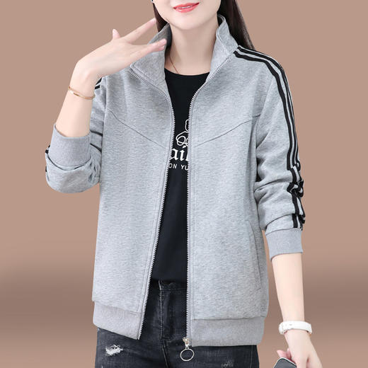 百媚生 棉质时尚宽松开衫卫衣女士上衣5858 商品图0